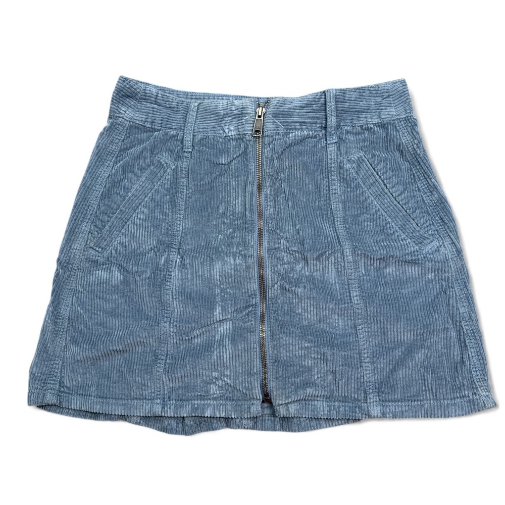 American Eagle Corduroy Hi Rise A Line Skirt Womens Size 0 Reg Blue Gray Boho